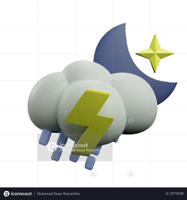 Night thunderstorm  3D Icon