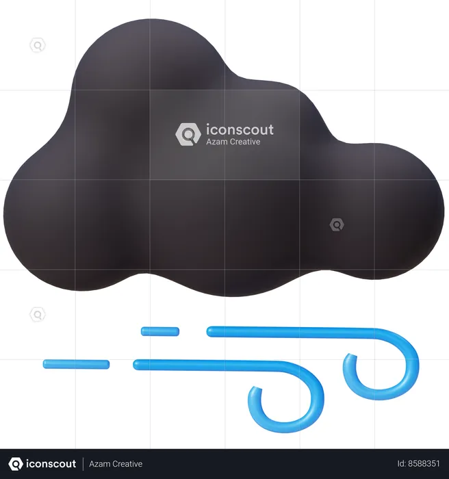 Night Wind Blowing With Cloud  3D Icon