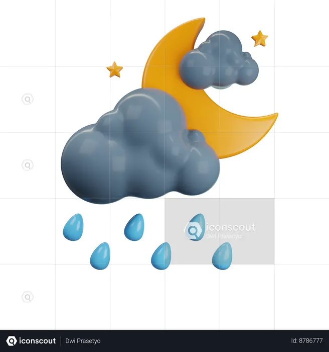 Night With Less Rain  3D Icon