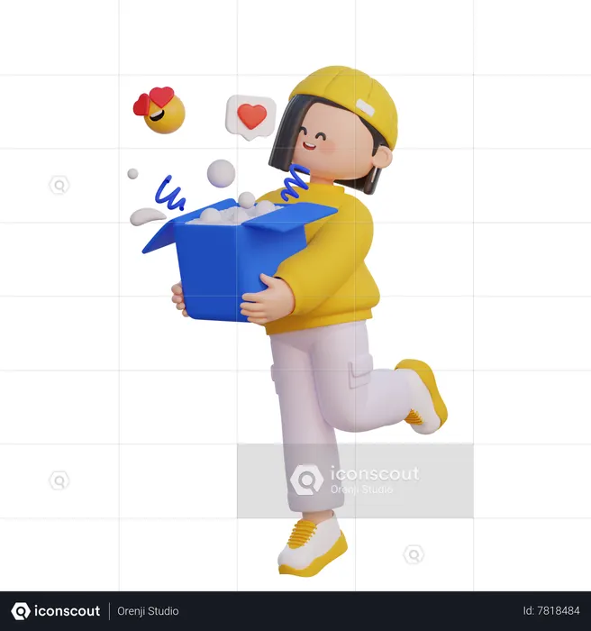 Niña abriendo un regalo  3D Icon
