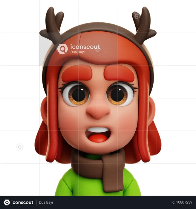 Niña con diadema de reno  3D Icon
