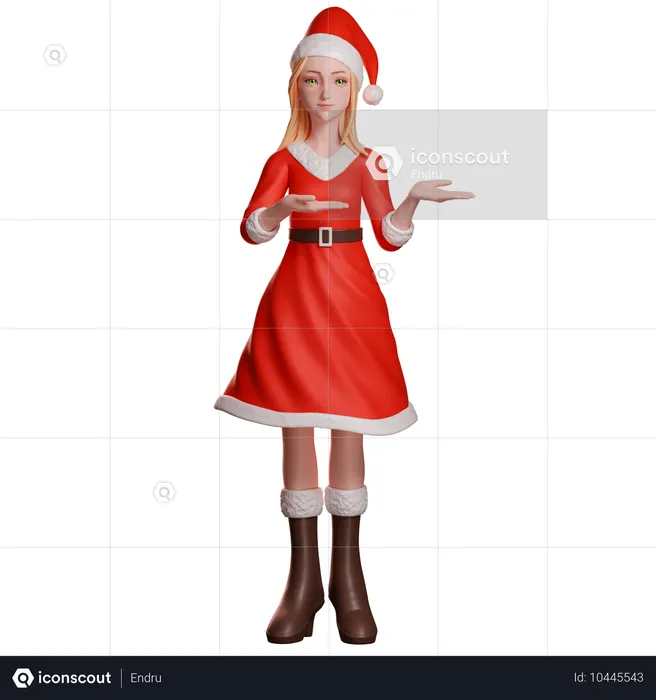 Niña de Santa mostrando algo con las manos derechas  3D Icon