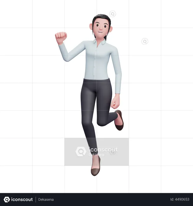 Niña saltando en el aire  3D Icon