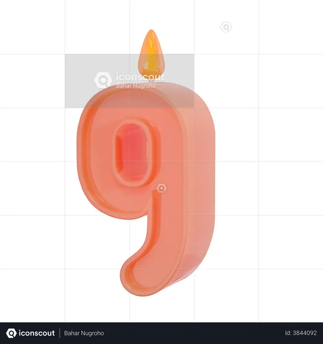 Nine Number Candle  3D Illustration