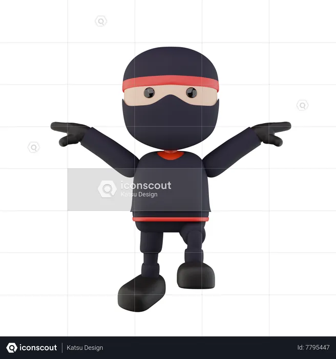 Crianças Ninja  3D Illustration