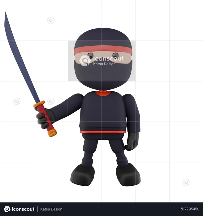 Crianças Ninja  3D Illustration