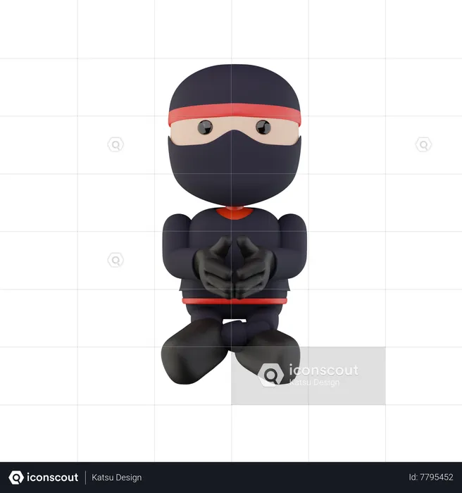 Crianças Ninja  3D Illustration