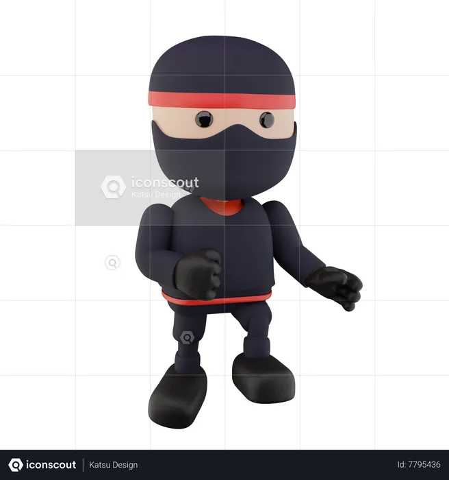 Ninja Kids  3D Illustration