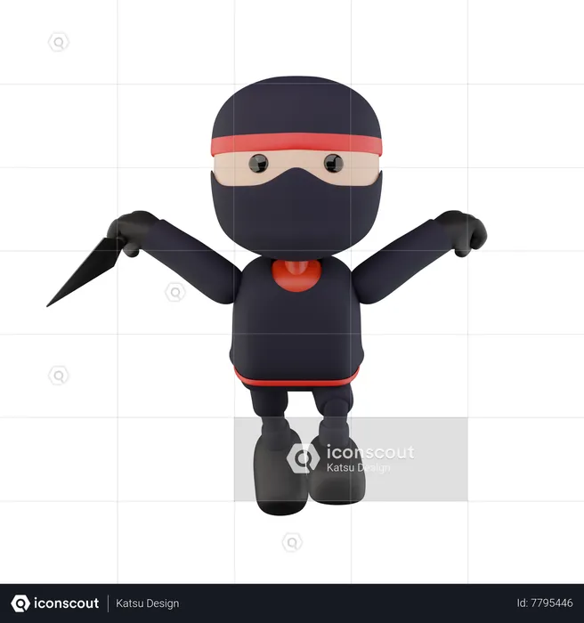 Ninja Kids  3D Illustration