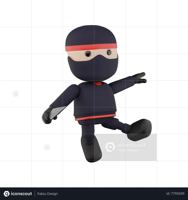 Ninja Kids  3D Illustration