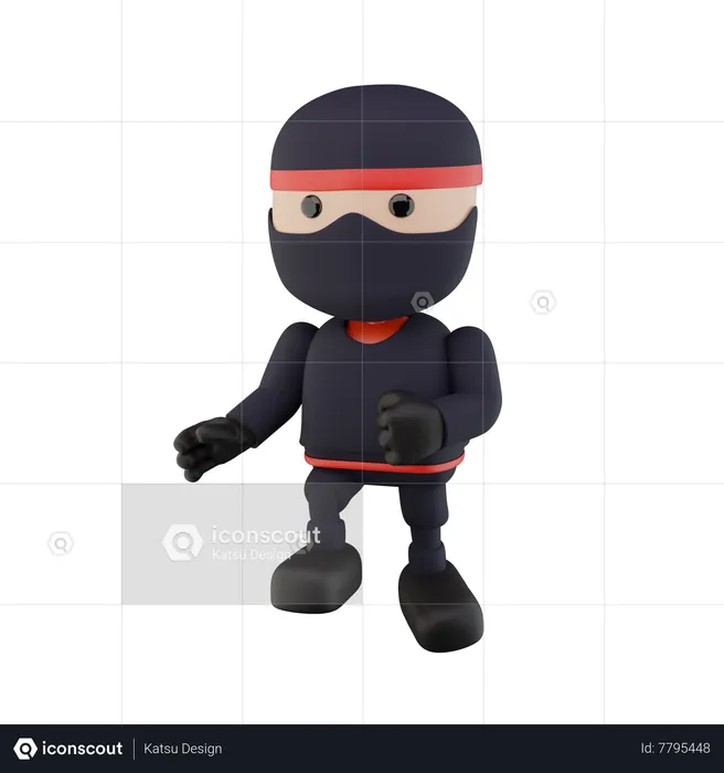 Ninja Kids  3D Illustration