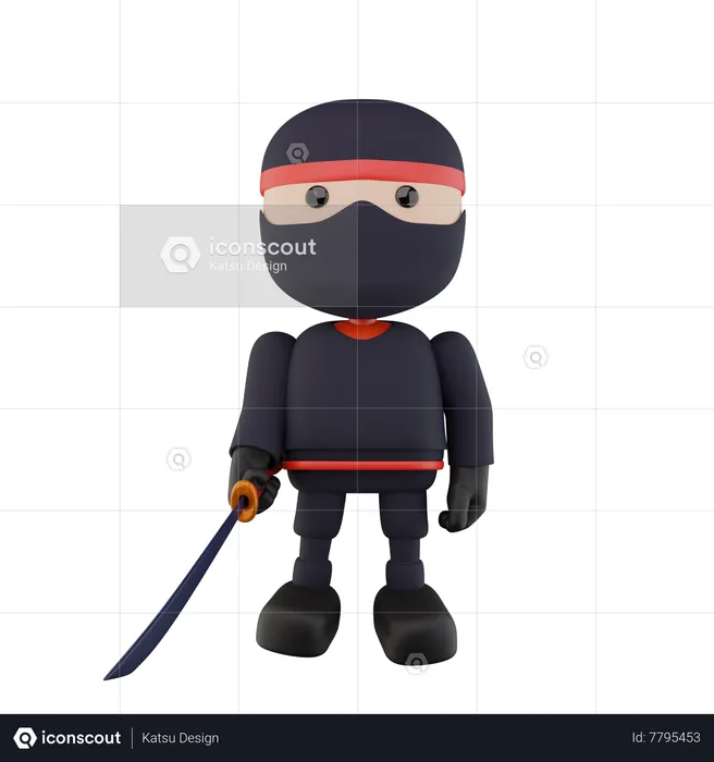 Ninja Kids  3D Illustration