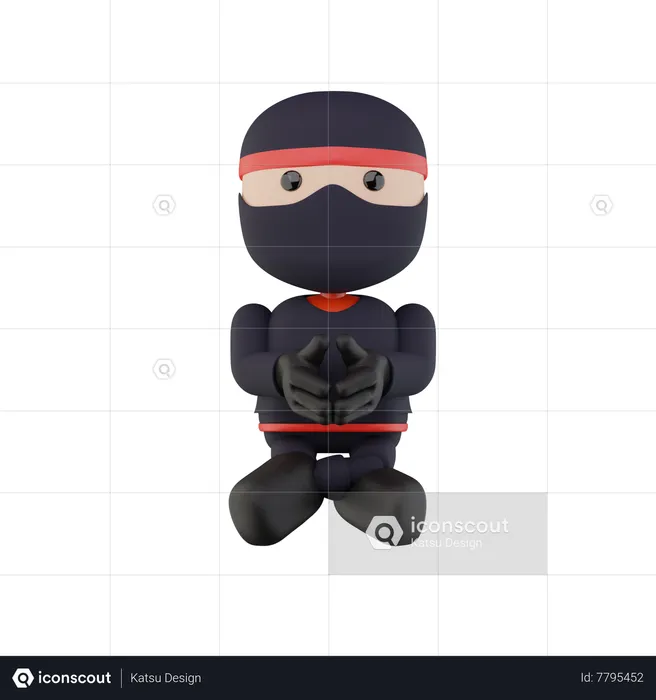 Ninja Kids  3D Illustration