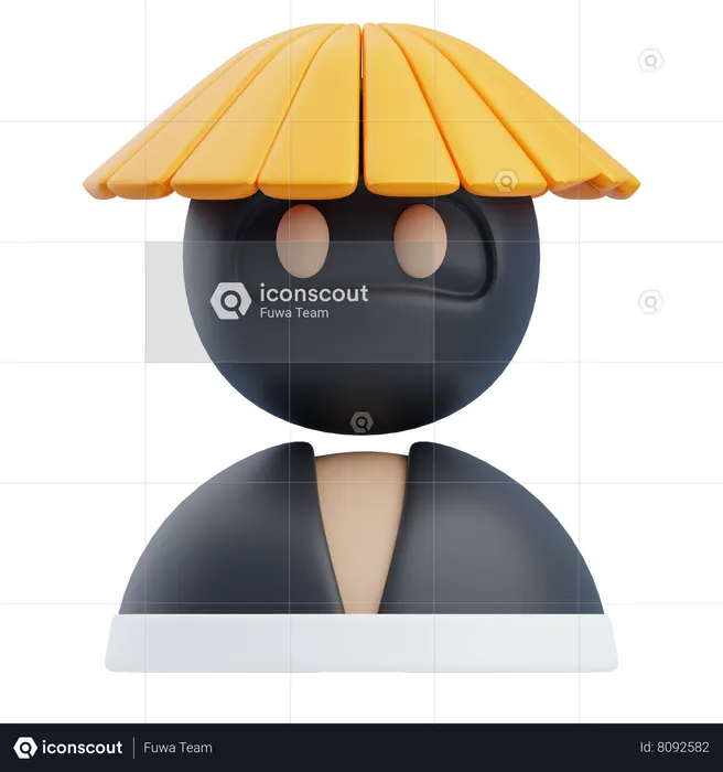Ninja With Hat  3D Icon