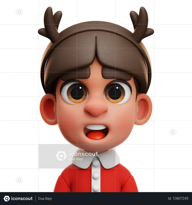 Niño con diadema de reno  3D Icon