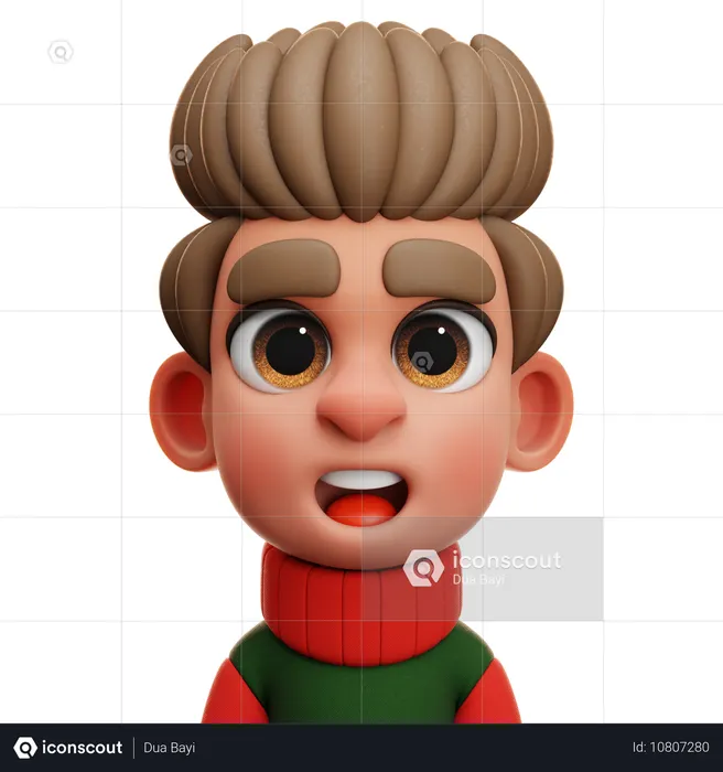 NIÑO CON JERSEY VERDE Y ROJO  3D Icon