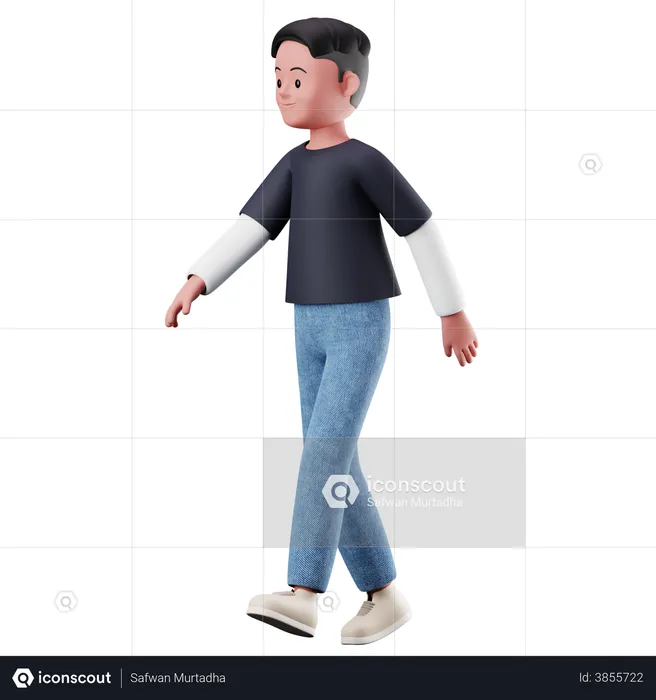 Joven con pose para caminar  3D Illustration