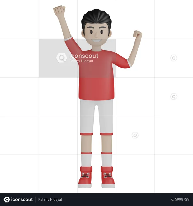 El chico del deporte celebra el éxito  3D Illustration