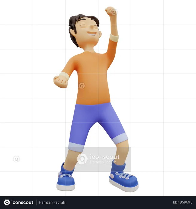 Niño en pose de celebración  3D Illustration