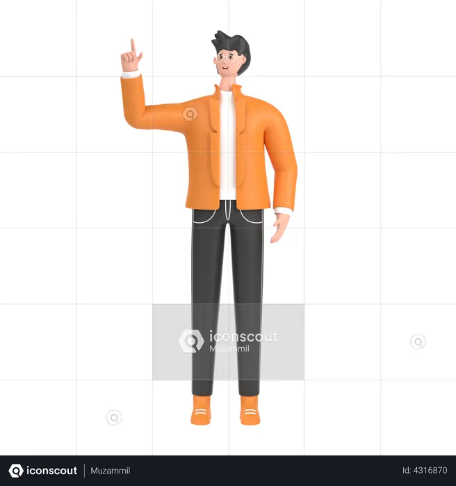 Niño encontrando inspiración para resolver un problema  3D Icon