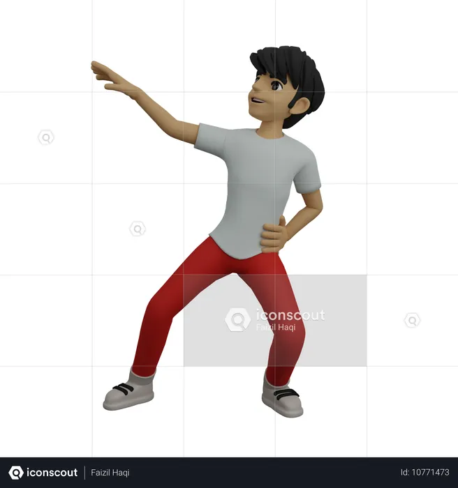 Niño feliz bailando en vacaciones  3D Illustration