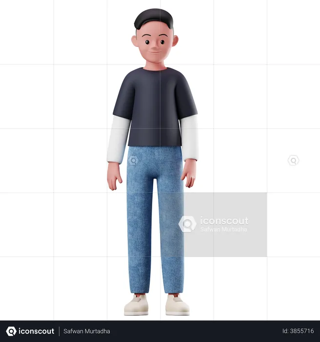 Joven con pose de pie  3D Illustration