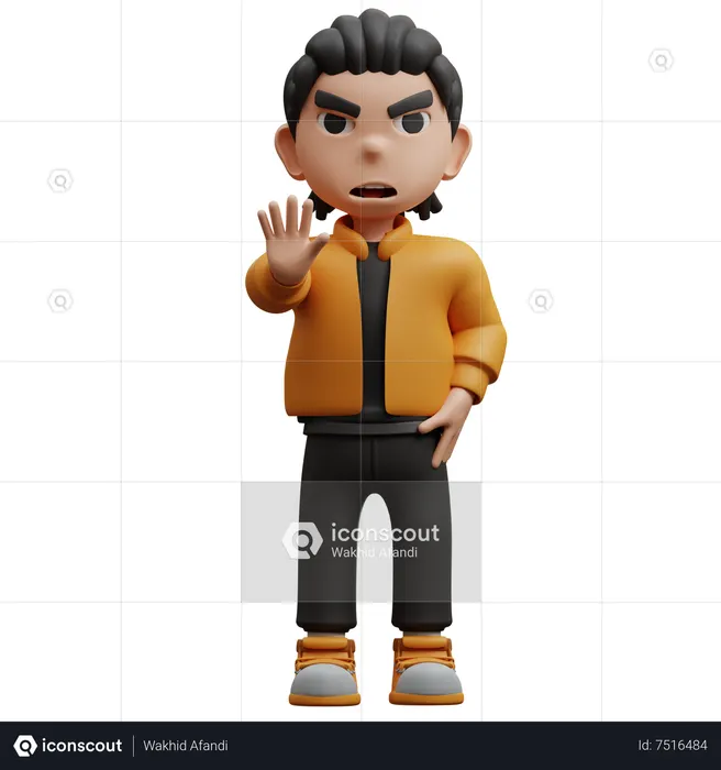 Niño mostrando gesto de parada con la mano  3D Icon