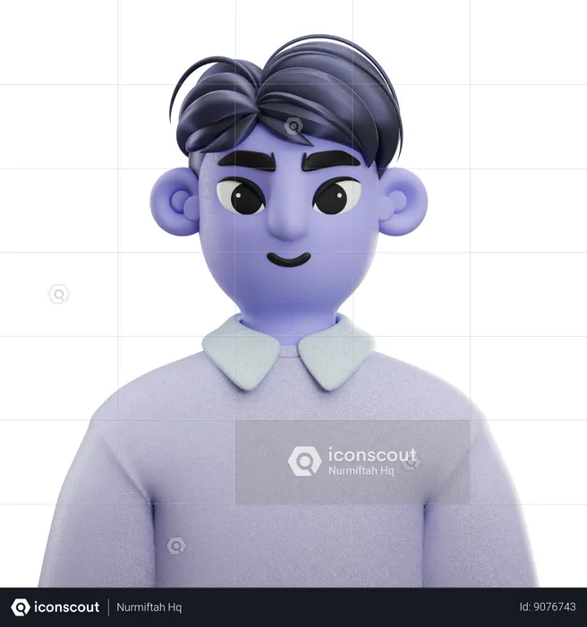 Chico de pelo de pony con camisa larga  3D Icon