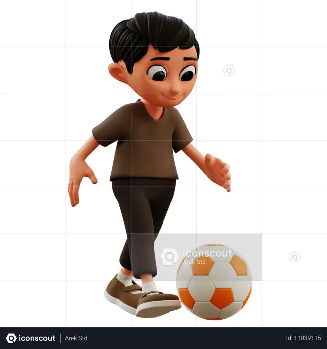 Niño jugando a la pelota  3D Illustration