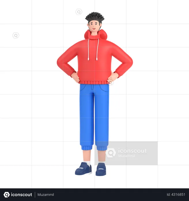 Niño tomados de la mano en pose de cintura  3D Illustration