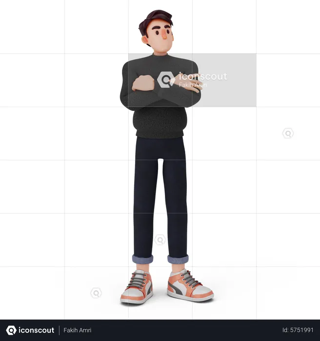 Niño único dando pose de pie.  3D Illustration