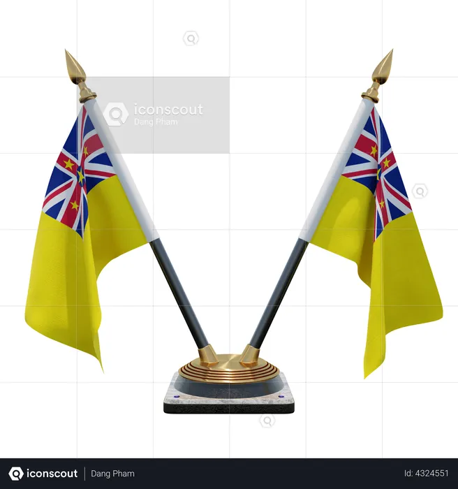 Niue Double Desk Flag Stand Flag 3D Flag