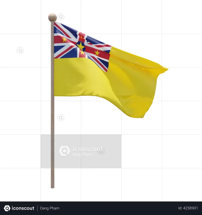 Niue Flagpole Flag 3D Flag