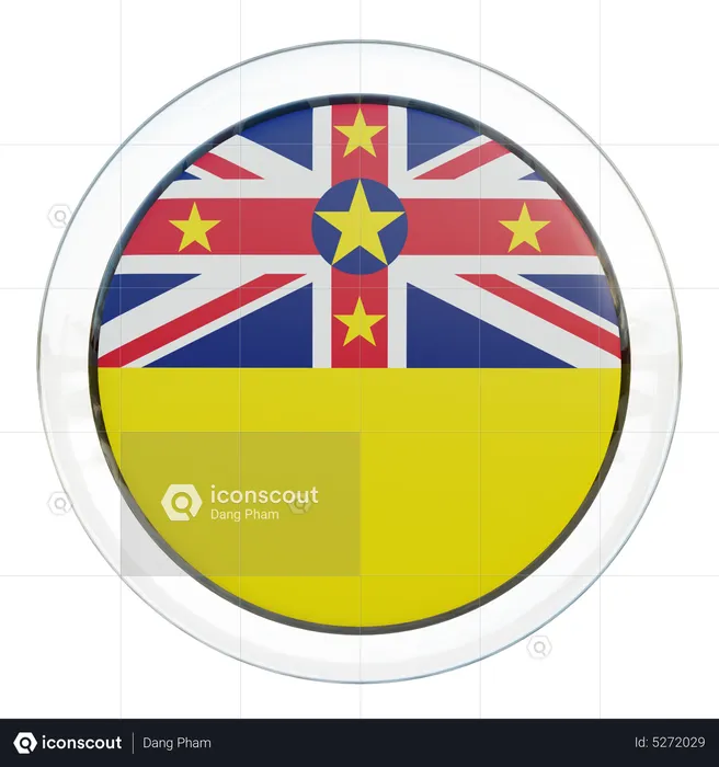 Niue Round Flag Flag 3D Icon