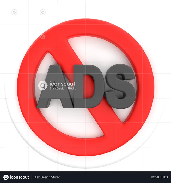 No Ads  3D Icon