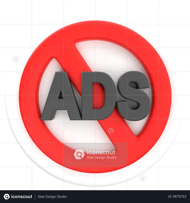 No Ads  3D Icon