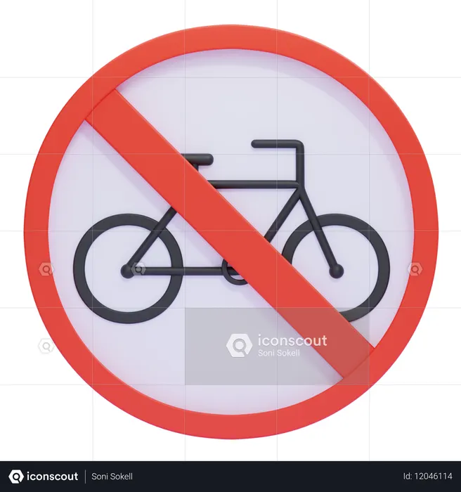 No Bicycles Allowed Sign  3D Icon