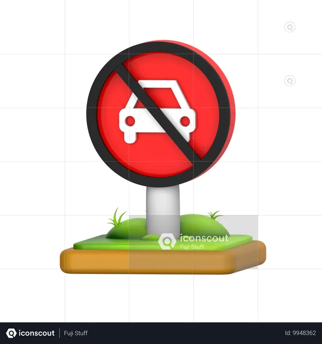 NO Car Sign  3D Icon