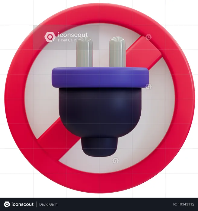 No Electrical Plug Allowed Sign  3D Icon