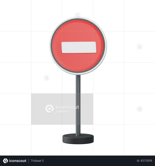 No entry traffic pole  3D Illustration