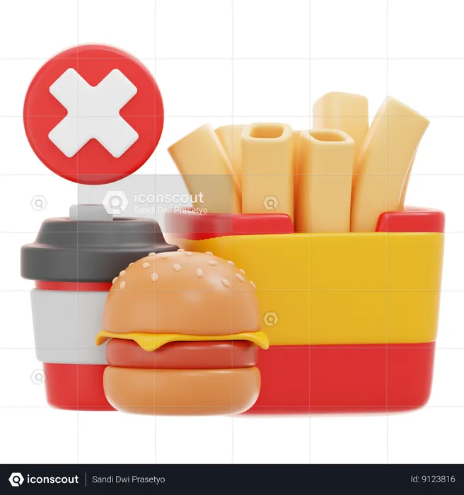 No Fast Food  3D Icon