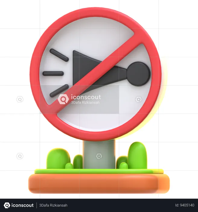 No Horn Sign  3D Icon