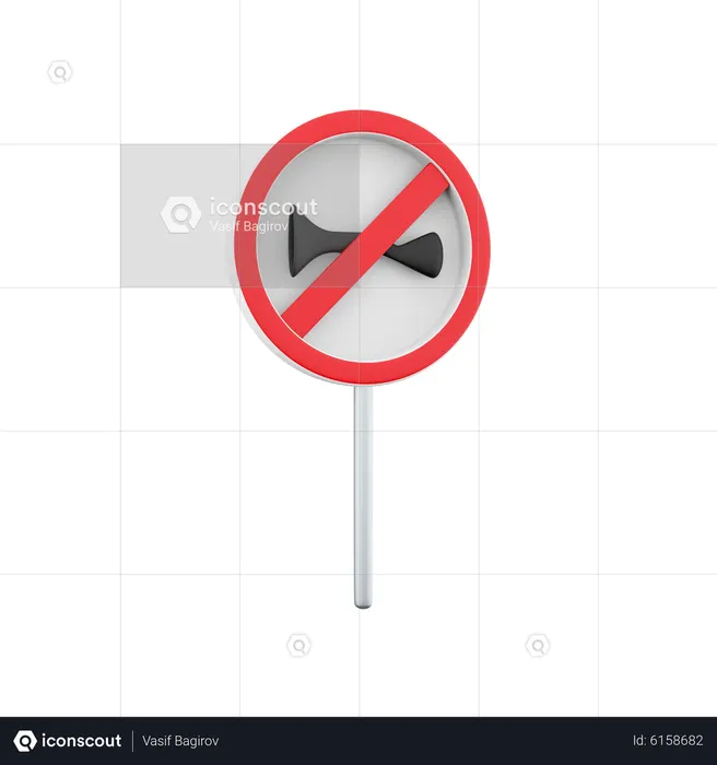 No Horn Sign  3D Icon
