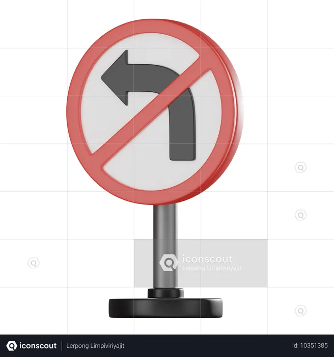 No left turn  3D Icon