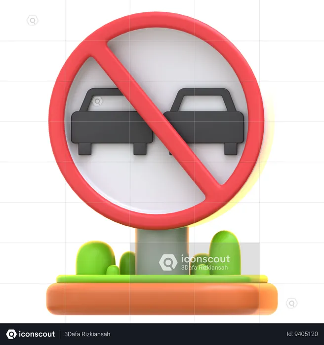 No Overtaking Sign  3D Icon