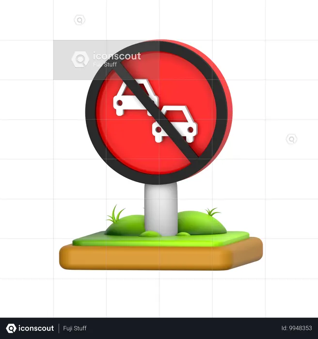 No overtaking sign  3D Icon