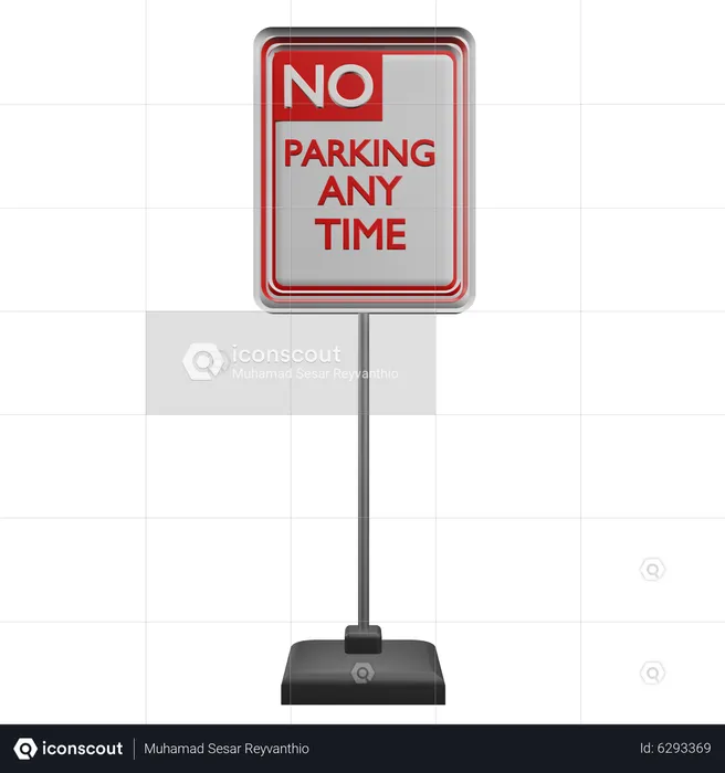 No Parking Anytime Sign  3D Icon