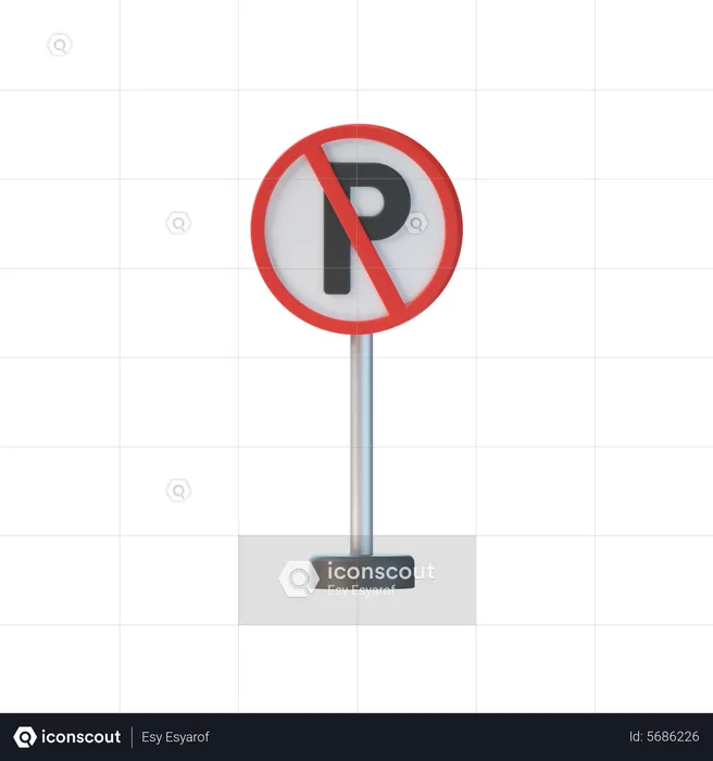 No Parking Board  3D Icon