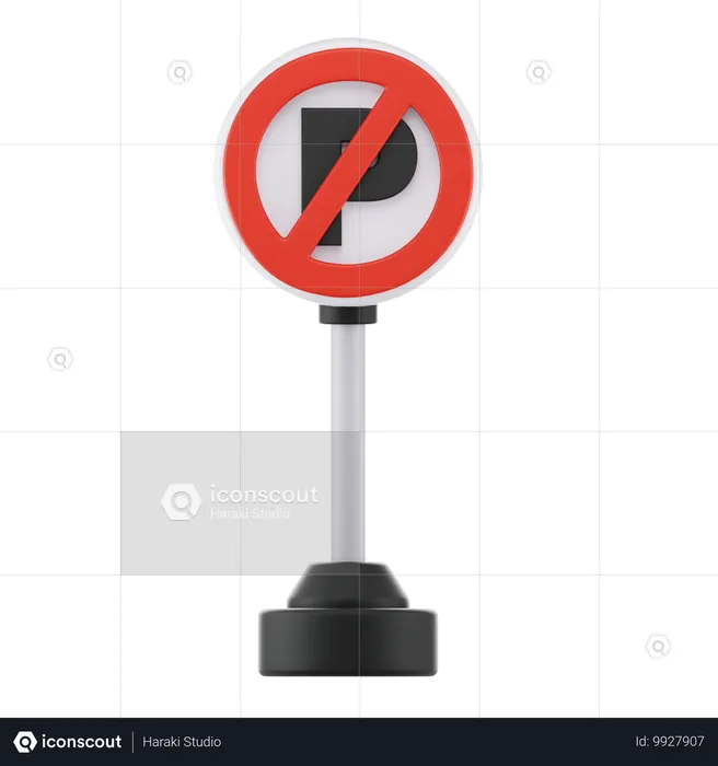 No Parking Sign  3D Icon