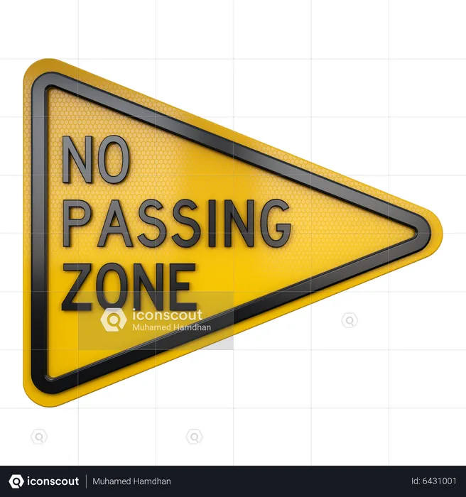 No Passing Zone Sign  3D Icon